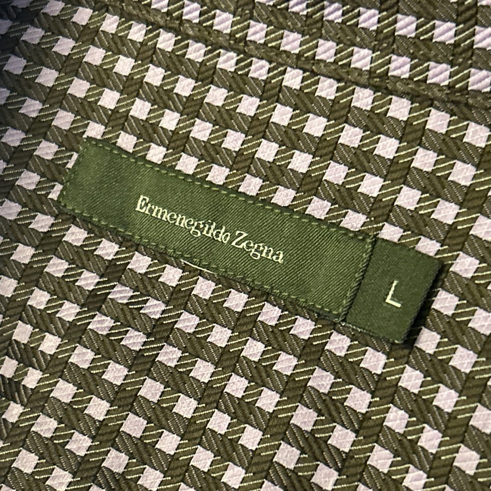 Ermenegildo Zegna Men's L Long Sleeve Button Up Purple Brown Gingham - Picture 16 of 16